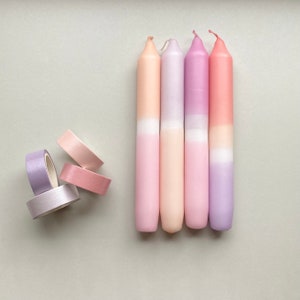 Paket - 4 Stück handgetunkte rosa rote Pastell bunte Kerzen/ Stabkerzen im Farbverlauf, Sommer, Pastell, Dip Dye candels, Geschenkidee