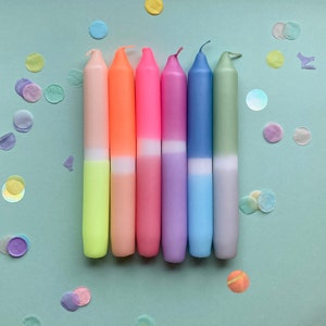 Paket/ Einzelkerze -  handgetunkte Regenbogen Neon bunte Kerzen/ Stabkerzen im Farbverlauf, Geburtstag, Party, Dip Dye candels, Geschenkidee