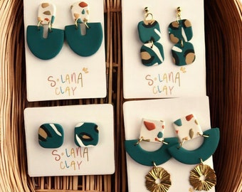 Jaguar Jags Inspired Polymer Clay Earrings Teal Gift