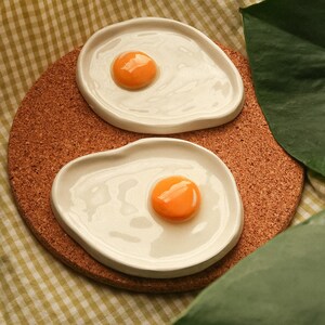 Fried Egg Clay Trinket Tray Earring Holder Ring Dish Holder Gift image 4