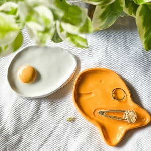 Fried Egg Clay Trinket Tray Earring Holder Ring Dish Holder Gift image 2