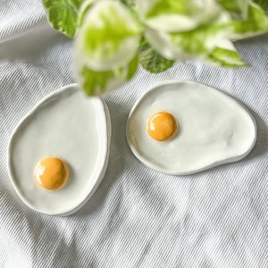 Fried Egg Clay Trinket Tray Earring Holder Ring Dish Holder Gift