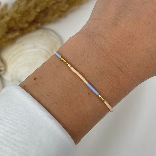 “Sunset Sky” bracelet made of Miyuki Delica glass beads, glass bead bracelet with macrame clasp, beaded bracelet