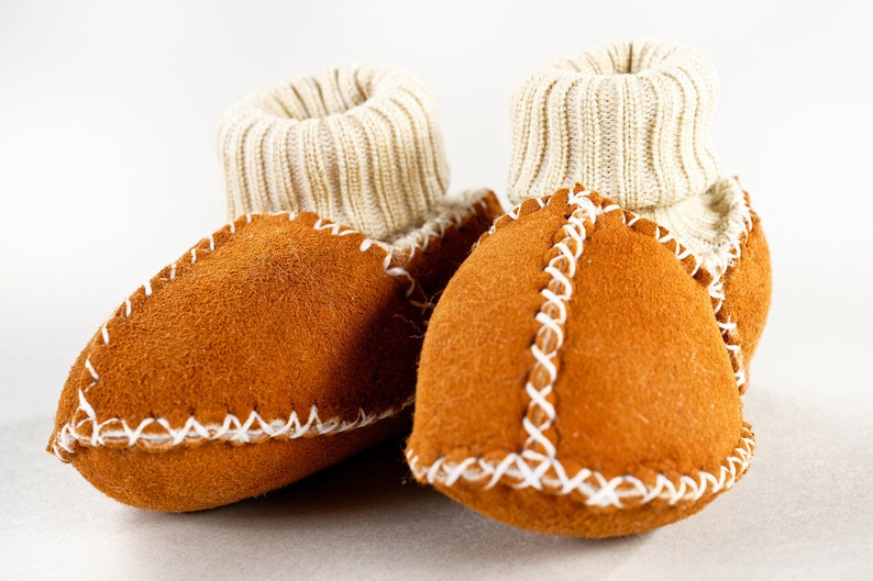 Pelage dagneau Chaussures pour bébés avec tricots pantoufles Chaussons lavables image 7