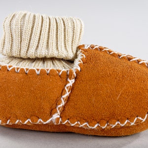 Pelage dagneau Chaussures pour bébés avec tricots pantoufles Chaussons lavables image 2
