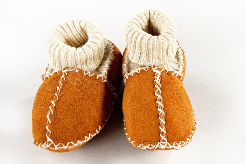 Pelage dagneau Chaussures pour bébés avec tricots pantoufles Chaussons lavables image 6
