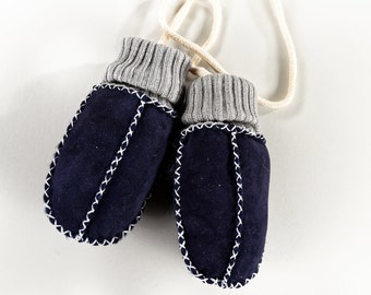 Gants de bébé en peau d’agneau doux résistants aux rayures pour nouveau-nés - Gants pour bébés / enfants - Gants en cuir véritable