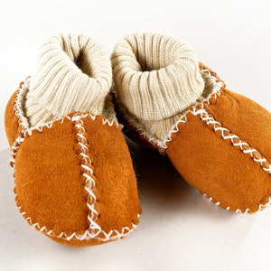 Pelage dagneau Chaussures pour bébés avec tricots pantoufles Chaussons lavables image 1