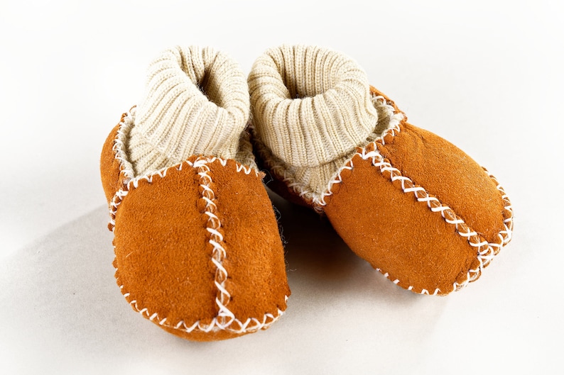 Pelage dagneau Chaussures pour bébés avec tricots pantoufles Chaussons lavables image 1