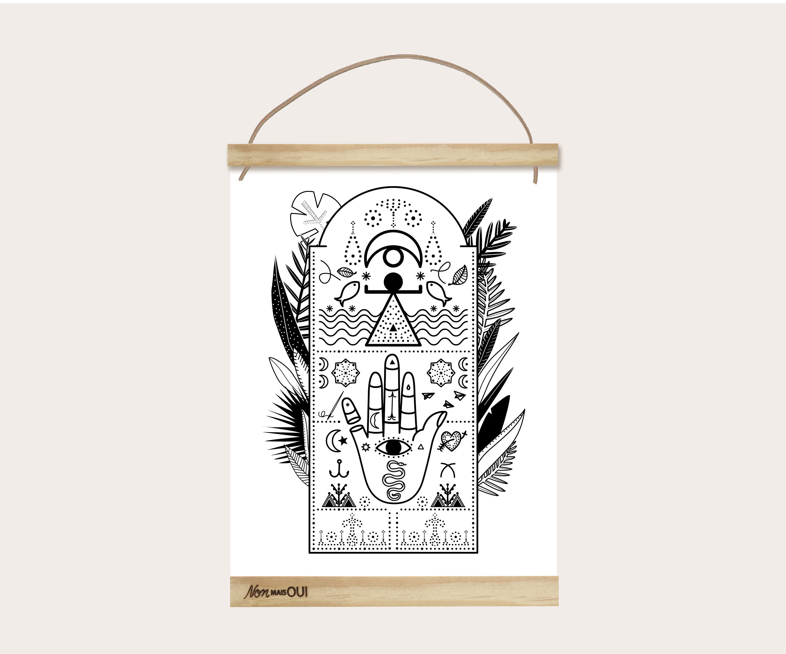 Affiche Illustration // Talisman Décoration Murale Féminin Sacré A4