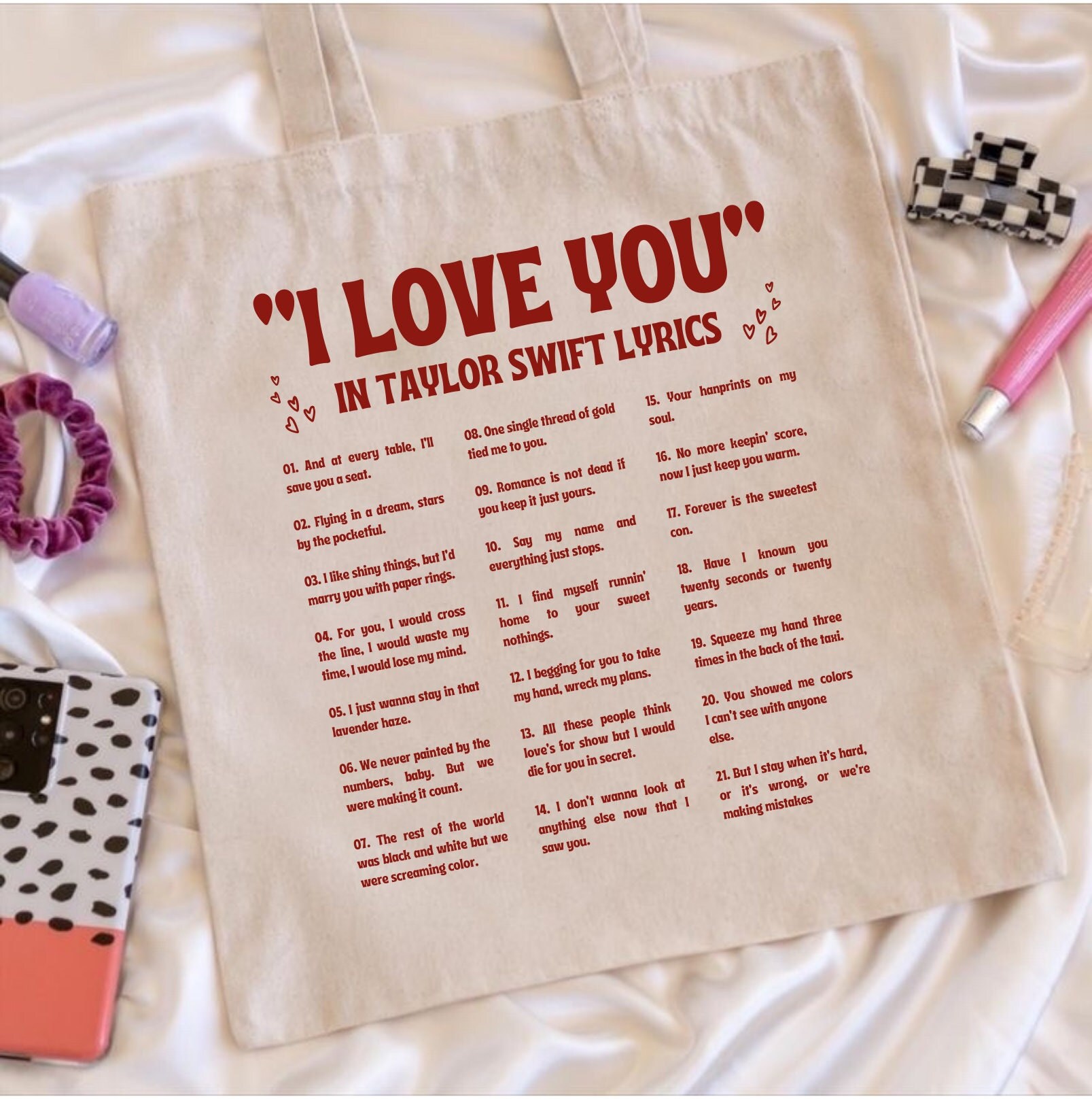SIDONKU Canvas Tote Bag Silkscreen Pop Sentence Phrase Cool Lyrics