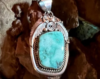 Navajo, Natural Turquoise Sterling Silver Pendant
