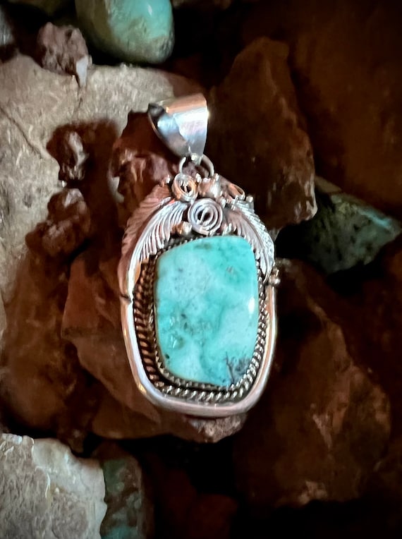 Navajo, Natural Turquoise Sterling Silver Pendant