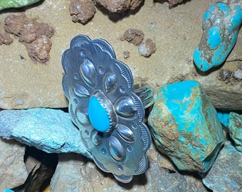 Sterling Silver Concho Turquoise Ring