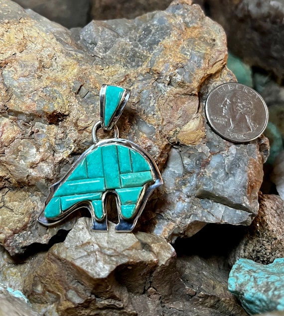 Sterling Silver with Cobblestone Natural Turquois… - image 2