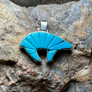Reversible Sterling Silver with Sleeping Beauty Cobblestone Bear Pendant
