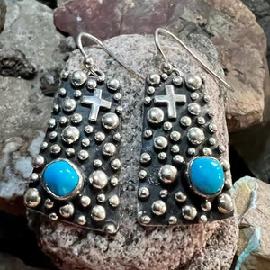 Turquoise Crossdot Dangles