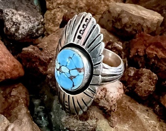 Sterling Silver with Natural Golden Hills Turquoise Ring.