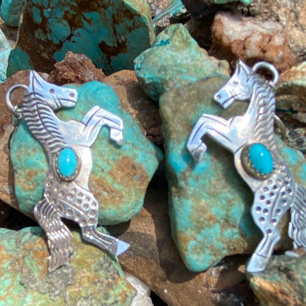 Sterling Silver Turquoise Horse Earrings