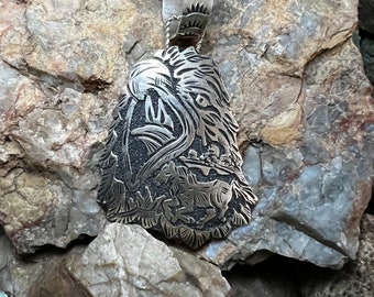 Sterling Silver Eagle head Storyteller Pendant