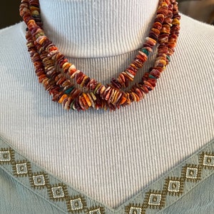 Three Strand Spiny Oyster Necklace