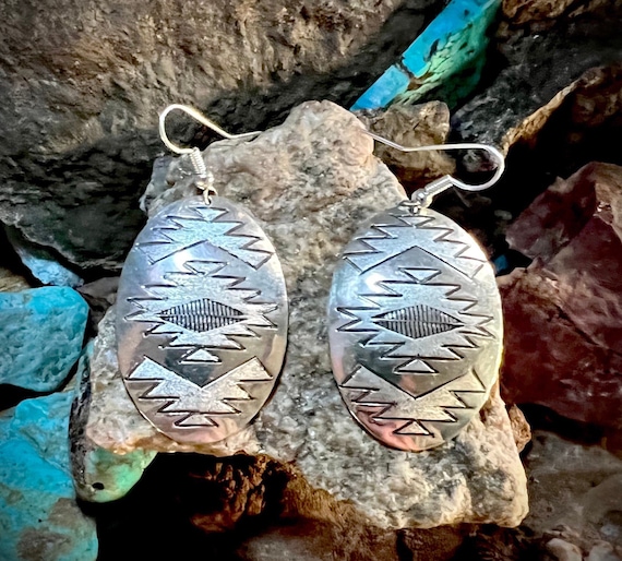 Navajo silver earrings sale