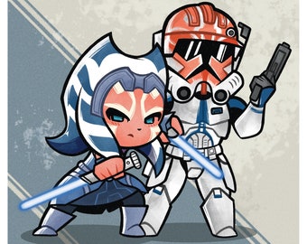 Ahsoka and Commander Vaughn - Square Print