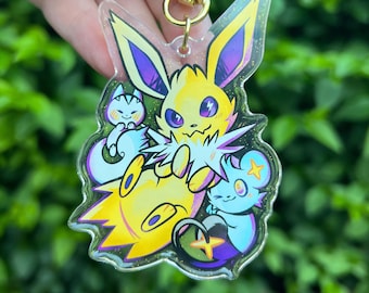 Jolteon and friends - Double-sided acrylic charm