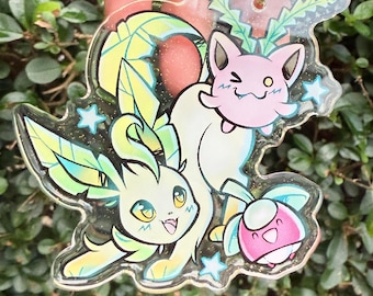 Leafeon and friends - Double-sided acrylic charm