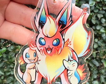 Flareon and friends - Double-sided acrylic charm