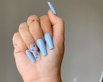 Light Blue Nails Etsy Light Blue Nails Etsy