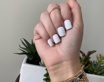 Short White Nails Etsy