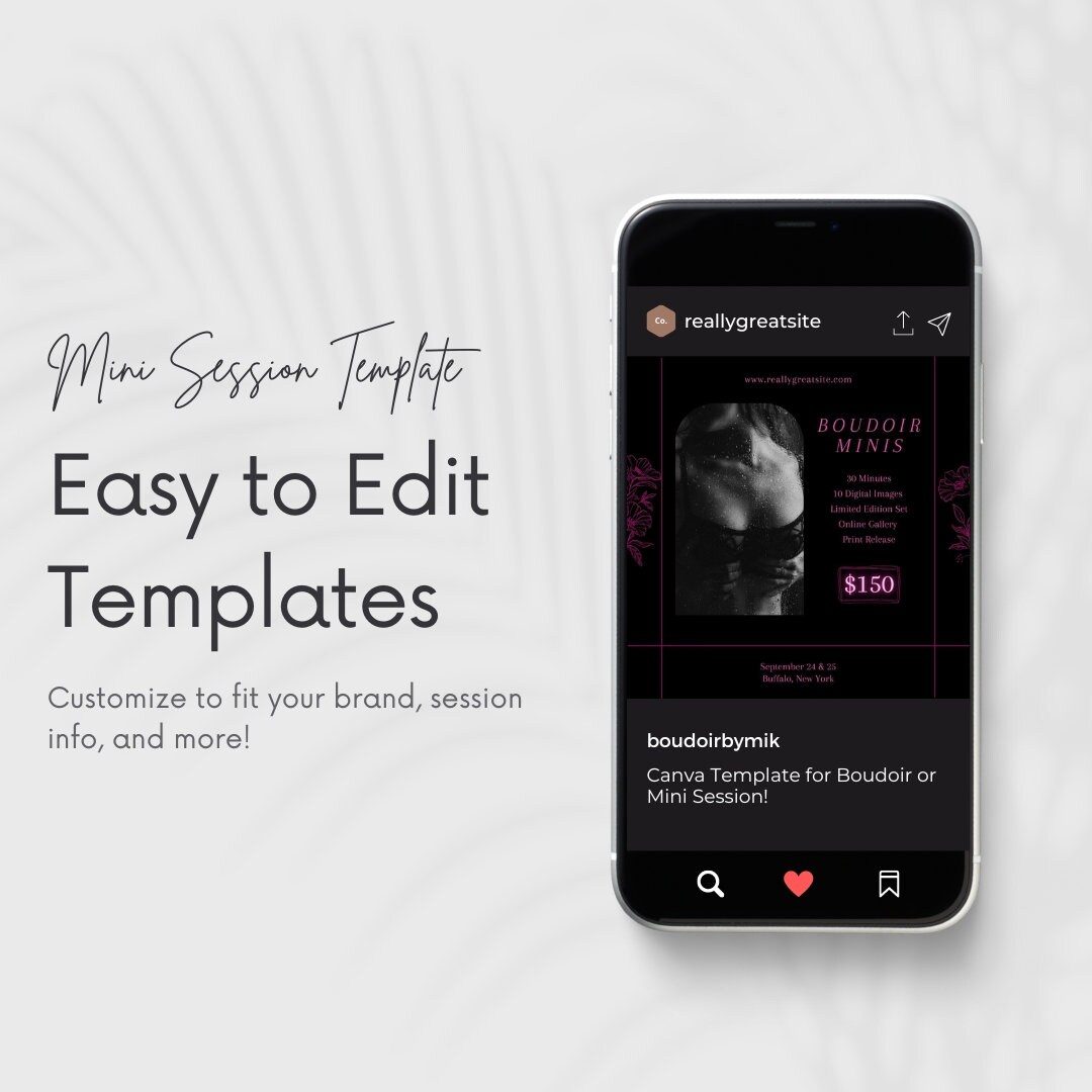 Boudoir Mini Session Template, CANVA Template, INSTANT Download