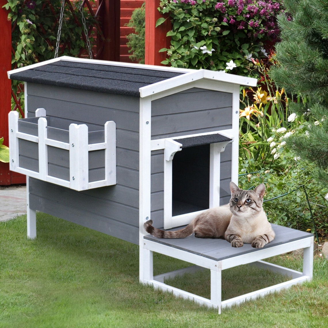 Cat Kennel House Luxury Wooden Waterproof Solid Wood Etsy