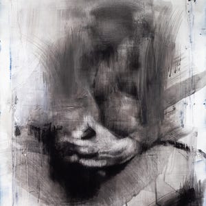 Non c’è oscurità, solo luce oscura” – Tela di meditazione cosmica in bianco e nero