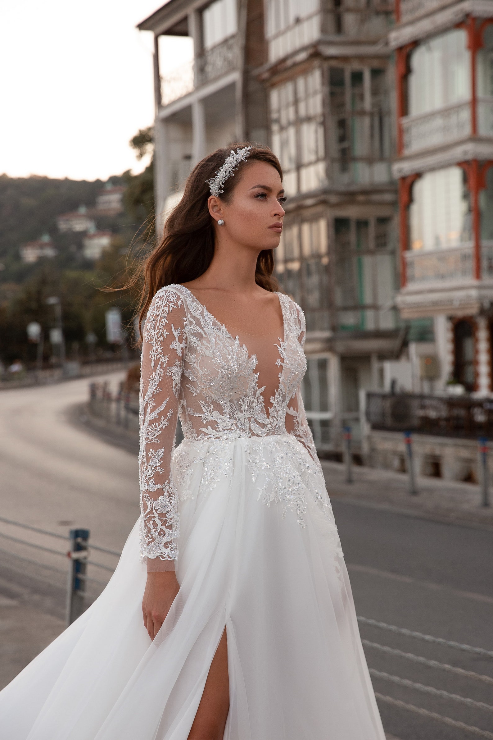 Robe de mariée fendue robe de mariée à manches longues robe Etsy France