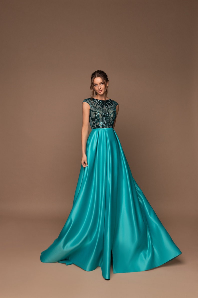 Aline Party Dress Satin Evening Dress Black Elegant Gown Etsy