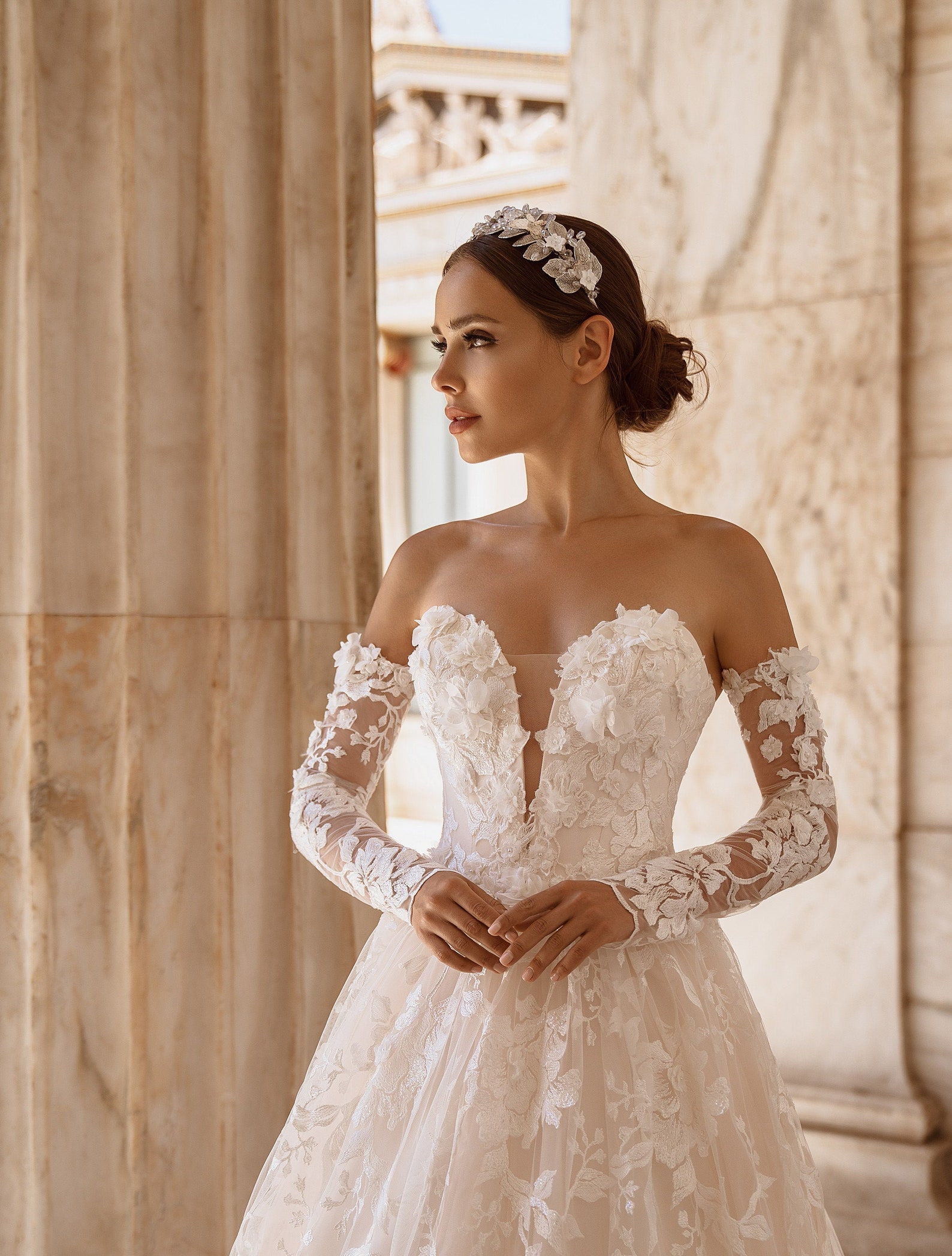 3d Lace Wedding Dress off the Shoulder Wedding Dress Corset Etsy