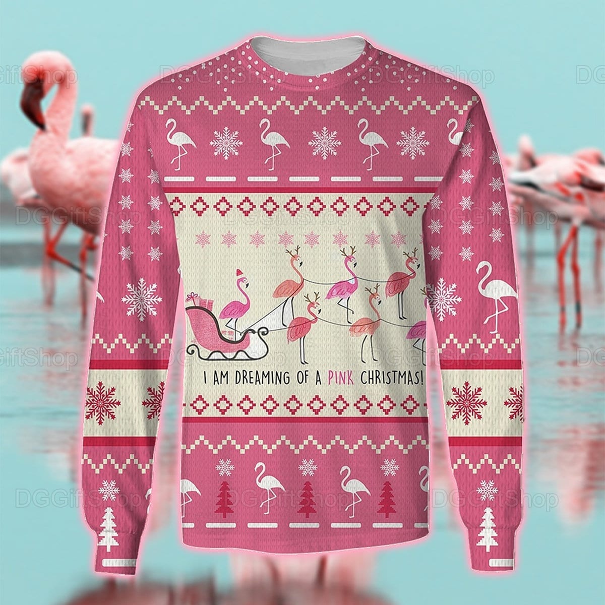 Flamingo christmas sweatshirt Clearance