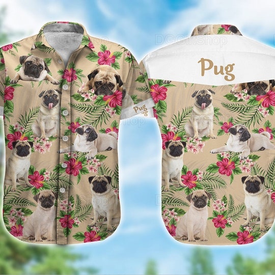 Disover Pug Hawaii Shirt, Summer Shirts, Short Sleeve Hawaiian Shirt