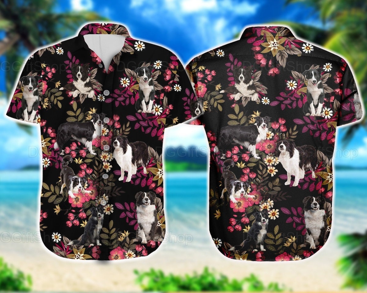 Border collie hawaiian shirt Clearance