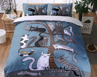3D Bedding Set Cat Dog Print Comforter Duvet Cover Lifelike Bedclothes Kids Gift 