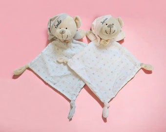 Schnuffeltuch mit Namen personalisiert I Kuscheltuch für Babys I Schmusetuch für Babys I Babygeschenk Geburt I Schmusebär