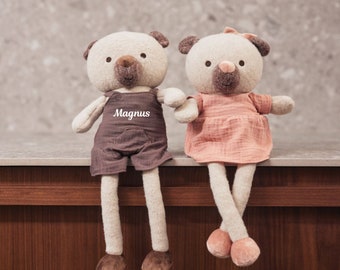 Personalizable soft toy cuddly toy bear brown or pink with name I Personalizable gift idea child I Unique baby gift