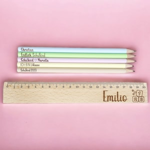 Bleistift personalisiert Lineal personalisiert Geschenk zur Einschulung Bleistift für die Schule Geschenkidee für Schultüte Bild 1