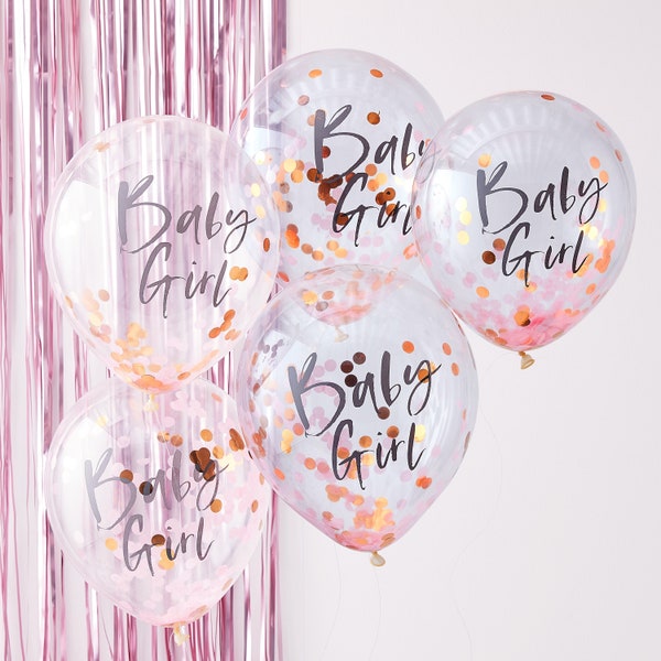 5 Baby Girl Rosa Baby Shower Ballons I Babygirl-Ballons I Mädchen-Babyparty I Babygirl-Party I Baby Ankündigung I Gender Reveal Party