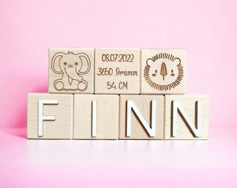 Holzwürfel personalisiert mit Namen I Kinderzimmer Dekoration I  personalisiertes Baby Geschenk I Buchstabenwürfel Holz 5 cm