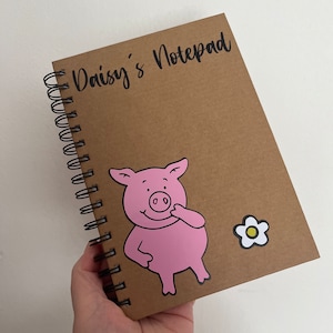 Personalised A5 Spiral Pink Pig Lined Notebook | Percy Inspired Gift Pig Fan