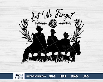Anzac Day Horsemen SVG: Lest We Forget Poppy Design (Digital Download)
