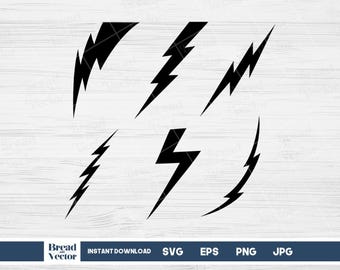 Lightning Bolt SVG Bundle: Cut Files for Cricut, Silhouette (Digital Download)